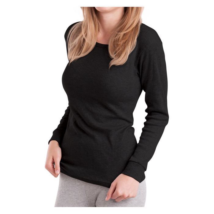 MT Women's Thermal Ski Top – Long-Sleeved Winter Base Layer with Soft Lining – Black