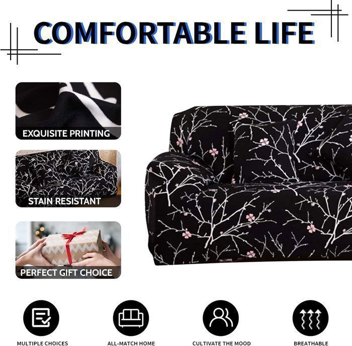 Funda para sofá, funda elástica para sofá para perros y gatos, resistente a las manchas, funda para sofá con reposabrazos - 1 plaza, azul