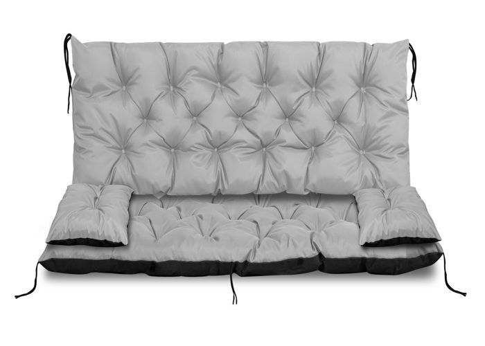 Coussin de jardin 180x60x50 cm + 2 coussins pour balancelle imperméable gris clair