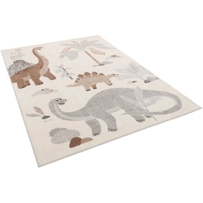 Alfombra infantil Softstar Kids - Mundo de dinosaurios gris - Suave y duradera