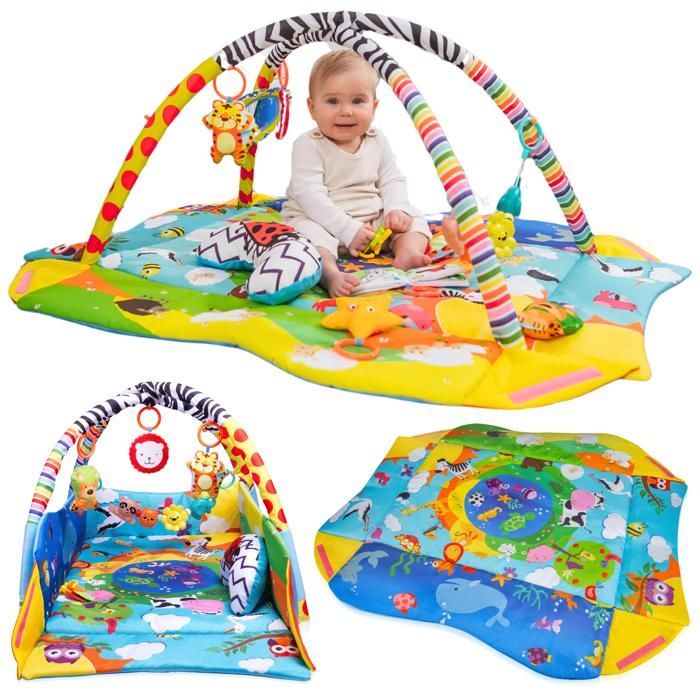 LIONELO Anika 2-in-1 Baby Playmat - Playpen - 98x114 cm - Washable - Interactive Toys - Multicoloured