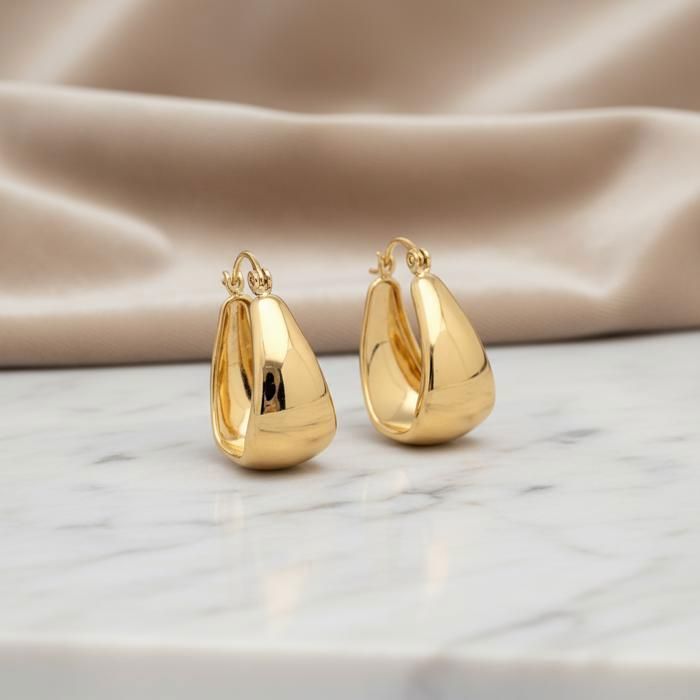 Pendientes - Mujer - Aros - Ovalados - Anchos - Chapados en oro amarillo de 18k - 3 micras - 25 x 15 mm
