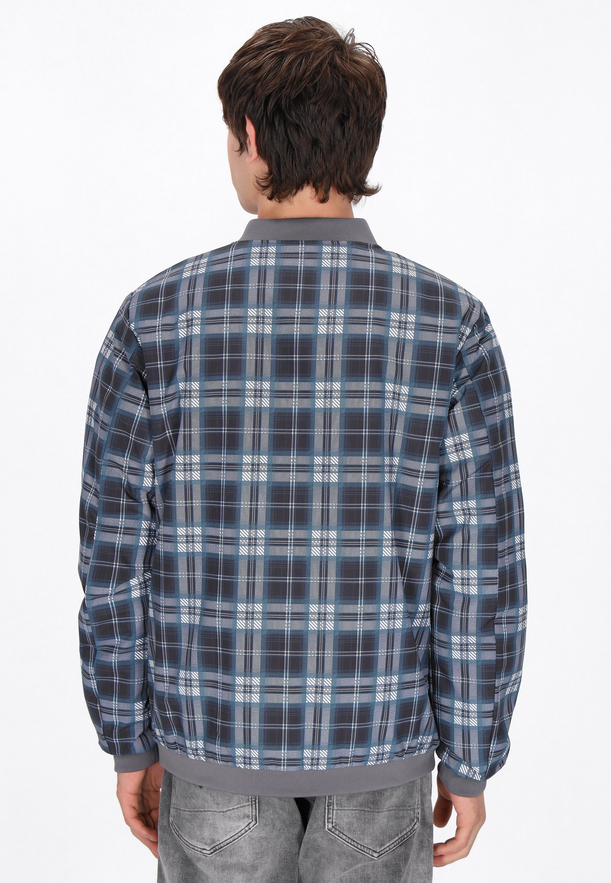 Jaqueta Bomber Mo - cinza multicolorida
