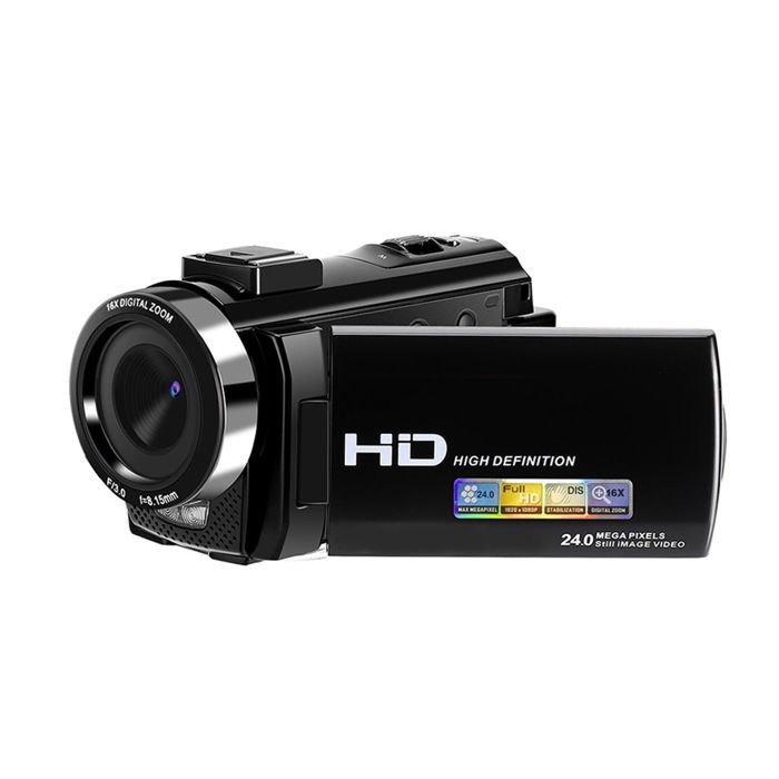 Cámara de video INF 1080P de 24 MP con zoom de 16x y pantalla LCD giratoria de 270 grados.