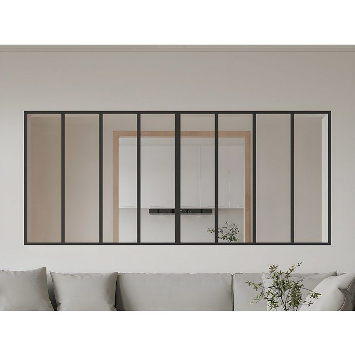 Tettoia in vetro stile officina in alluminio verniciato a polvere - L240 x H105 cm - Nero - BAYVIEW