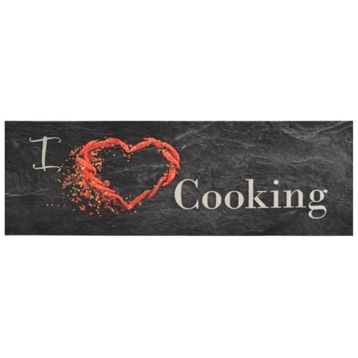 vidaXL Tapis de cuisine lavable impression cuisine noir 60x180 cm 136550