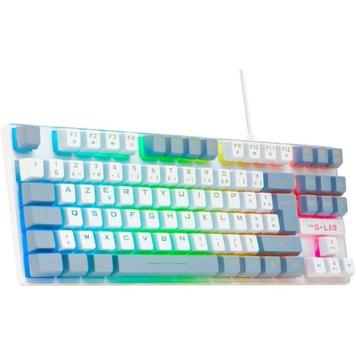 Teclado Gamer - The G-Lab - KEYZ CAESIUM - RGB - Branco e cinza - TKL
