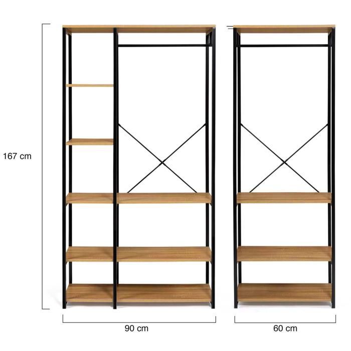 IDMARKET Dressing modulable XXL L. 150 cm DETROIT design industriel
