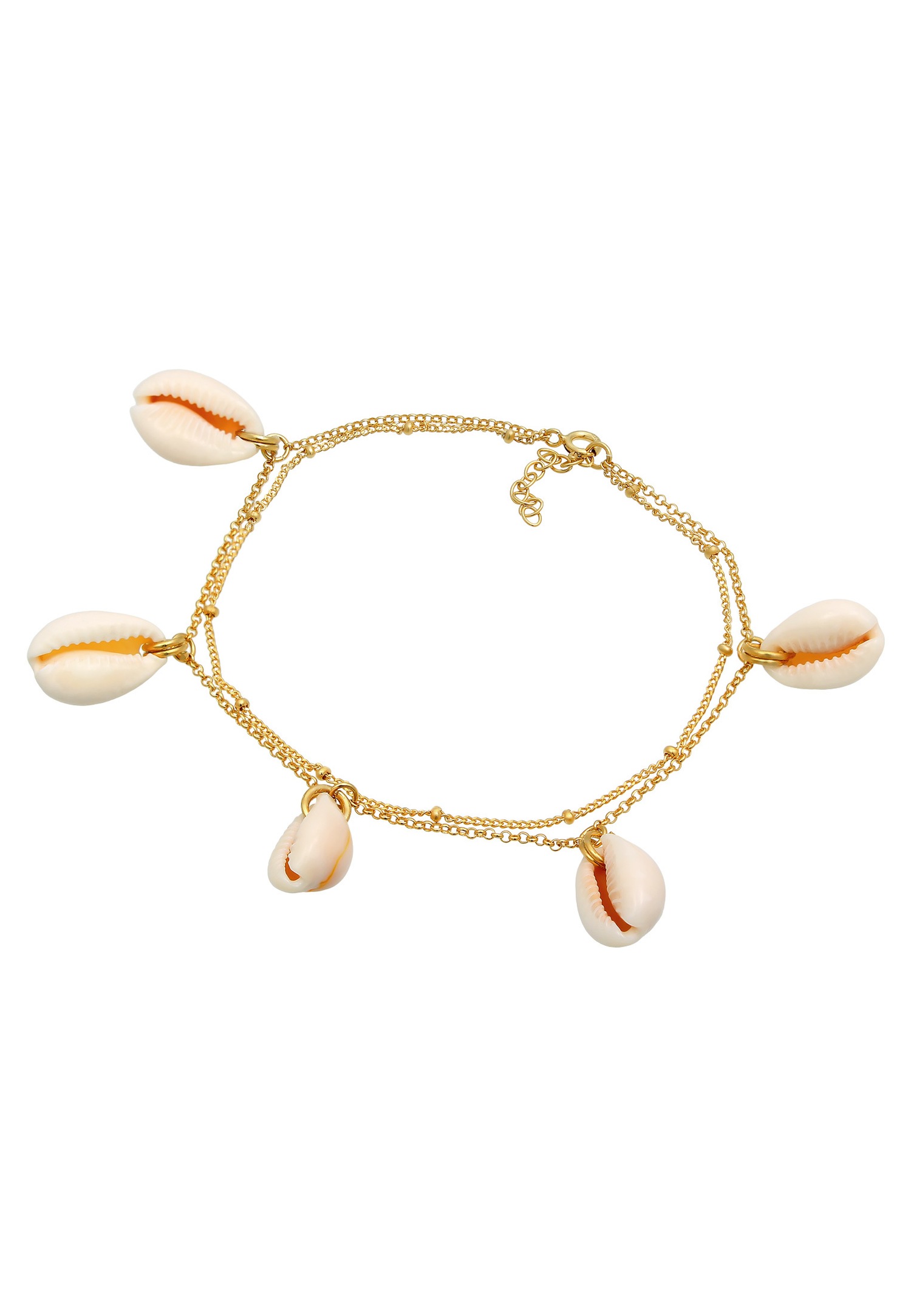 Elli de Cheville Maritime Pendentif Coquillage Kauri Bracelet Femme - Argent (925/1000)