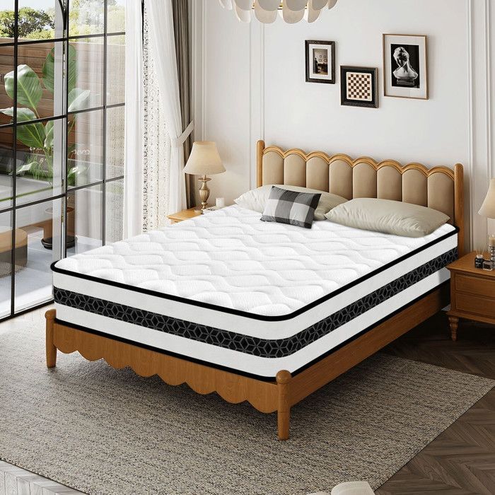 Colchón de 140 × 190 cm - 28 cm de grosor - Soporte firme H3 - Muelles ensacados + espuma viscoelástica - Transpirable y ortopédico - Certificado Oeko-Tex