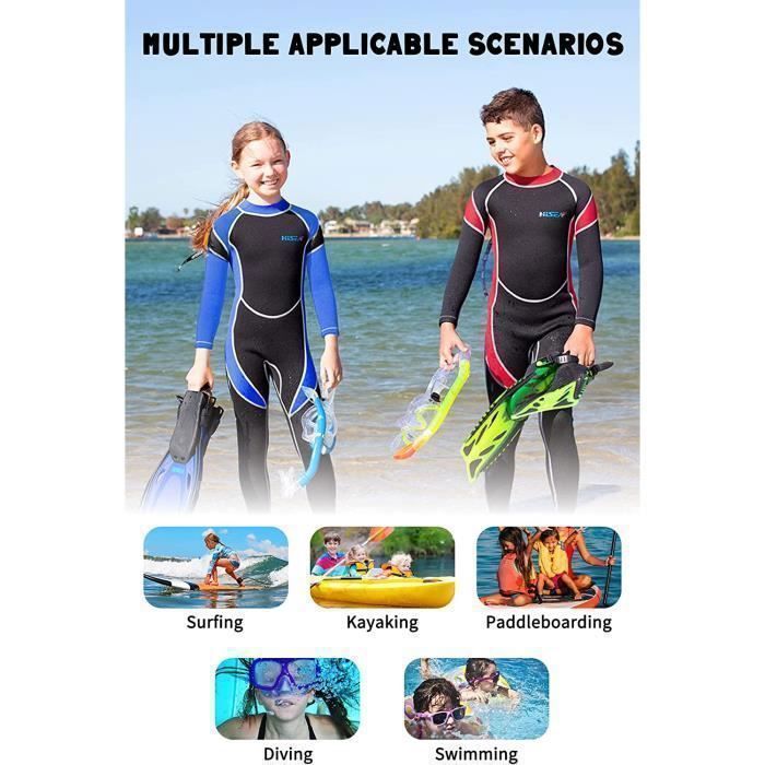 2.5mm Neoprene Wetsuit with Back Zipper for Boys and Girls, Black/Blue - XXXL