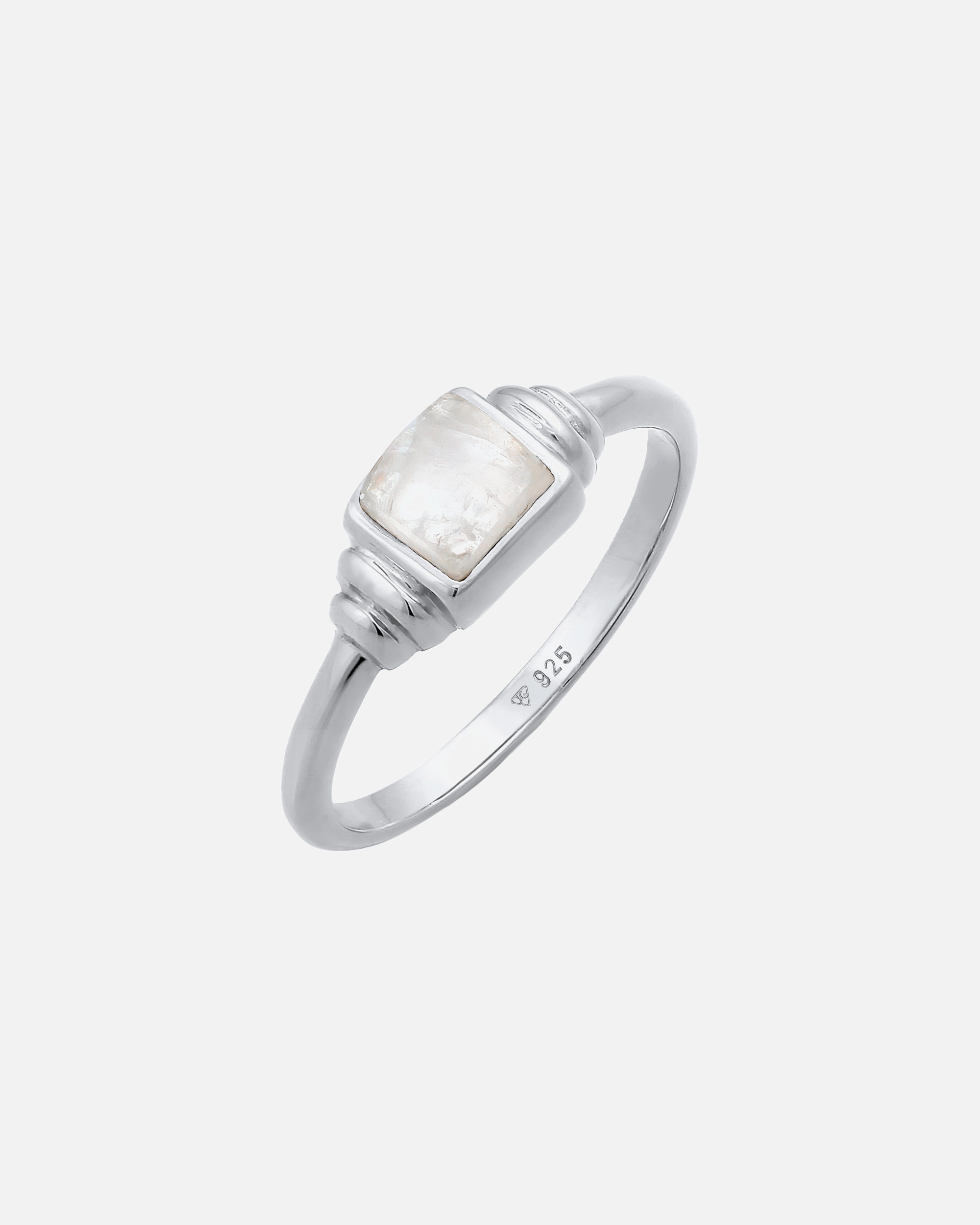 Elli PREMIUM Elli PREMIUM Bague Femmes Carré Vintage avec Pierre de lune en argent sterling 925 plaqué or