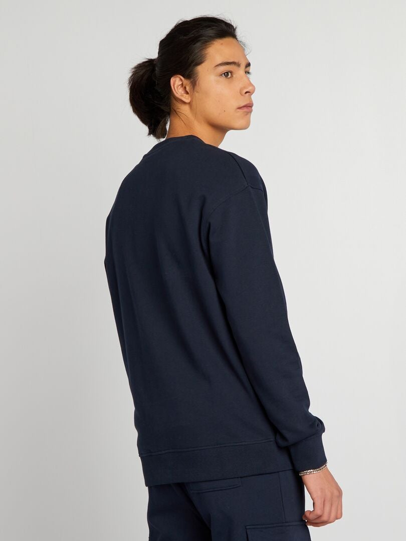 Sudadera de cuello redondo con detalle - AZUL