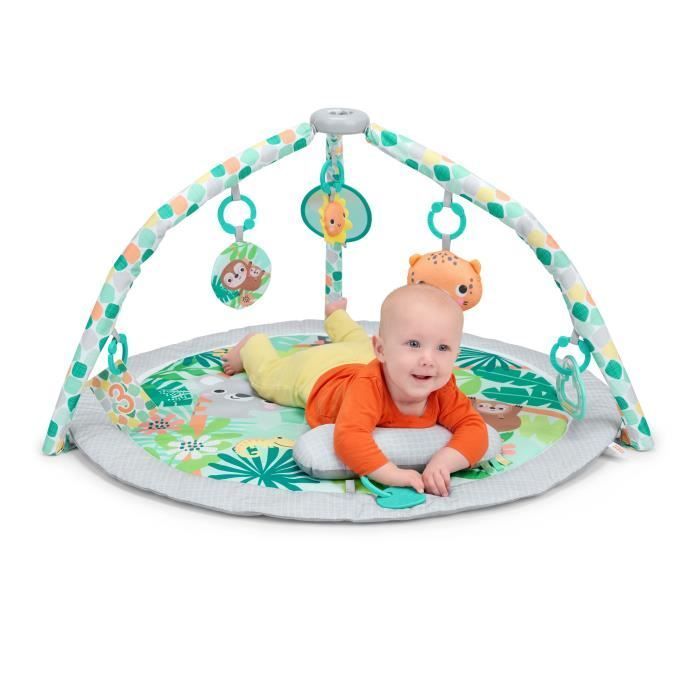 BRIGHT STARTS Tapis d'éveil bébé au sol évolutif pliable- Foret tropicale- arche avec jouets sensoriels et musicaux ,miroir