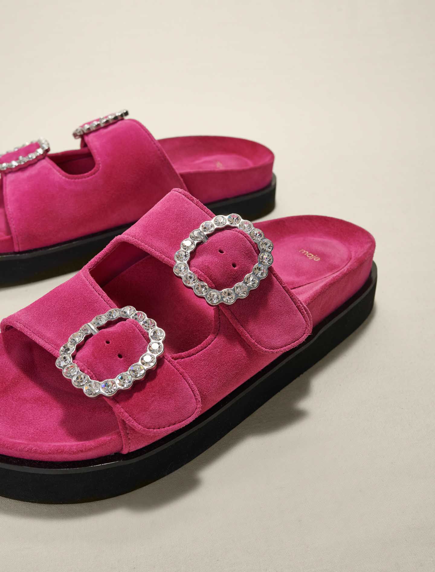 Platformsandalen met strasssteentjes - Roze fuchsia