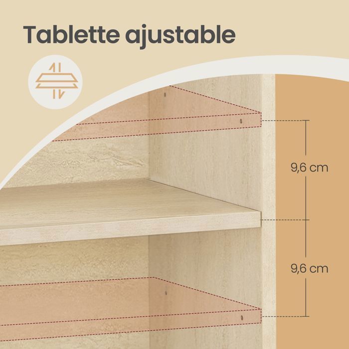 Table de chevet, Polyvalente avec Étagère Réglable, Compartiments Ouverts, pour Salon ou Chambre, Blanc