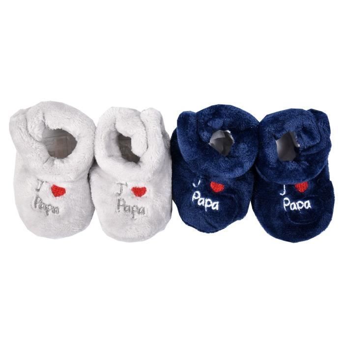 Chaussons bébé Cocooning Fantaisie - OZABI - Pack de 3 Paires Surprise BOYS - Gris - Tailles 0/6M et 6/12M