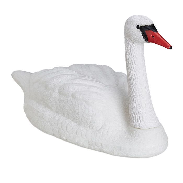 Relaxdays Déco de jardin cygne, flottant, pour attacher, plastique, résistant aux intempéries, figurine d'étang, blanc
