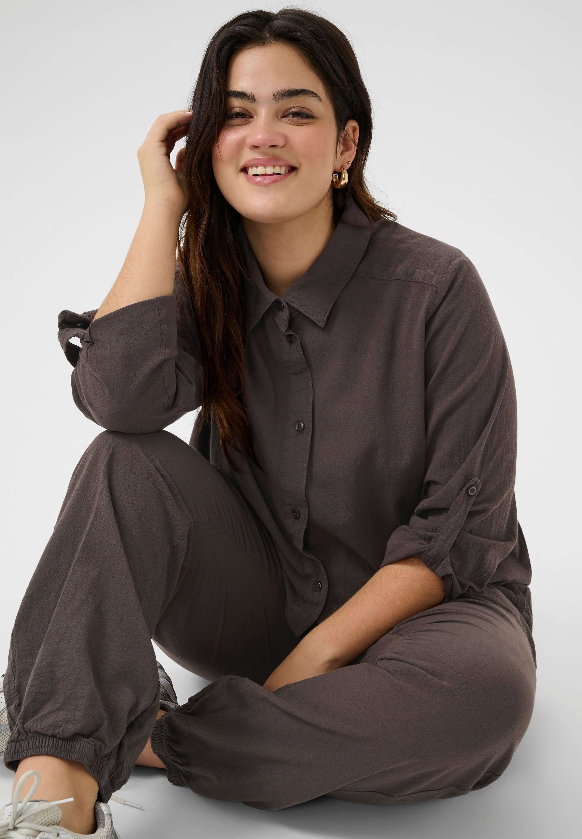 Kaffe Curve blouse met knoopsluiting - zwart oester
