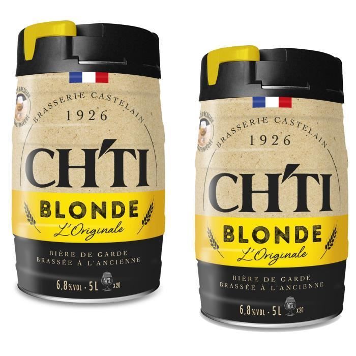 Chti - Cerveza Rubia - Original - Mini Barril - 2x 5 L - 6,80% Vol.