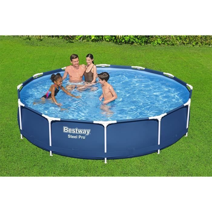 Kit de piscina tubular elevada redonda BESTWAY Steel Pro de 366 x 76 cm (incluye bomba de filtro y cartucho).