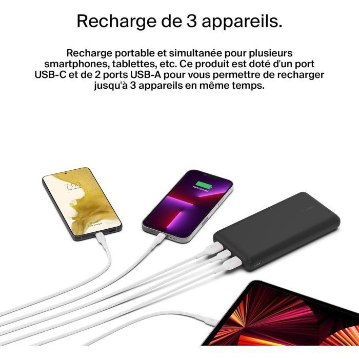 Batteria esterna - BELKIN - 20.000 mAh - USB-A e USB-C - 15 W - Nera