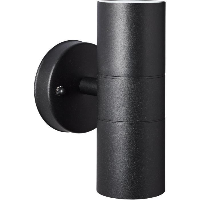 Aplique de pared exterior JANDY 2L de metal negro/cristal - BRILLANTE - GU10 máx. 18W IP44