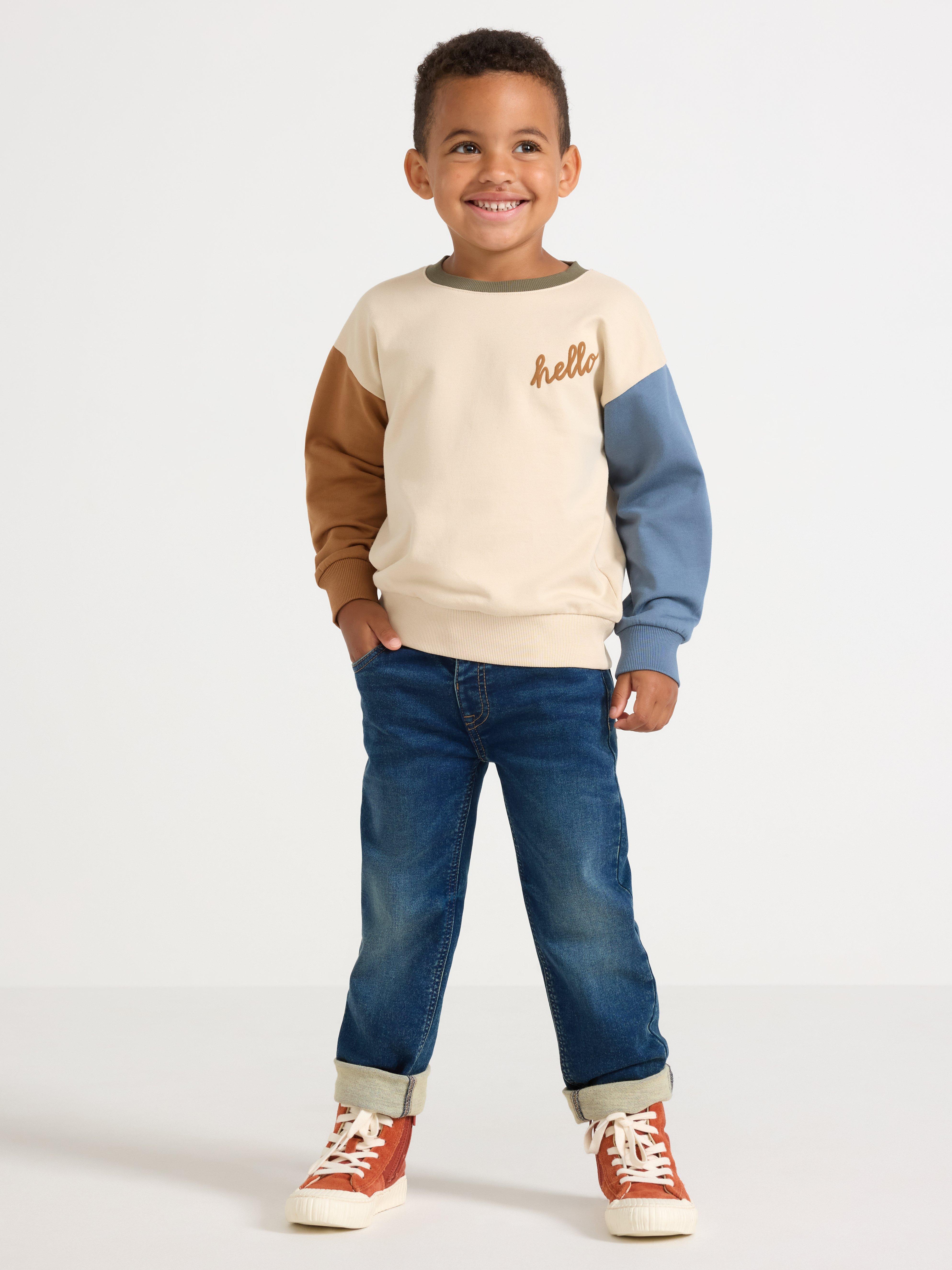 Sweatshirt med borstad insida Light Beige