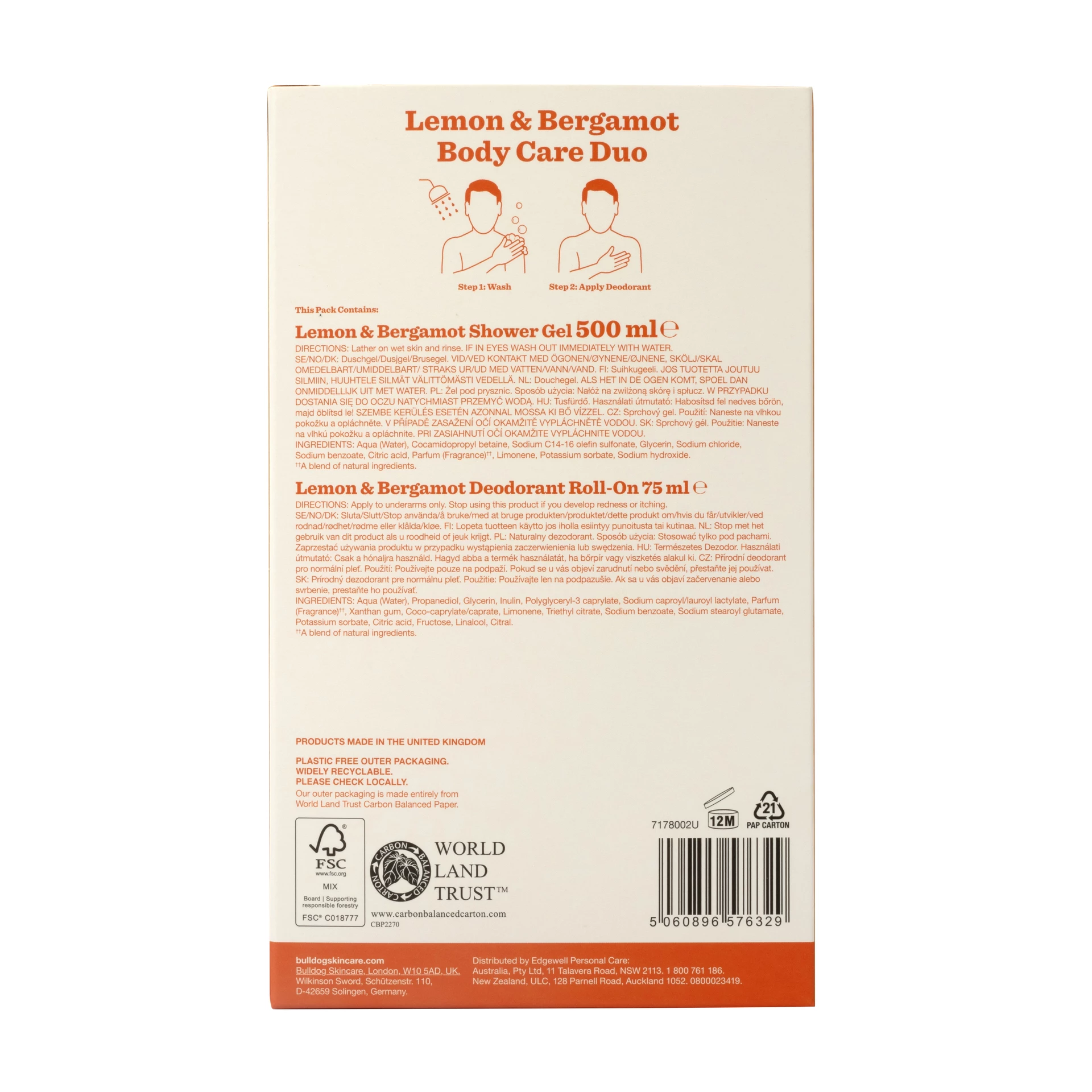 Cutie cadou cu deodorant cu lămâie și bergamotă - Bulldog