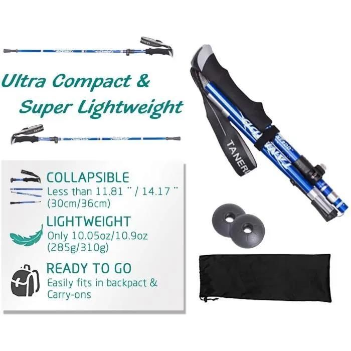 Telescopic Trekking Poles - Foldable, Anti-slip and Shock-absorbing, Ultra-lightweight, for Mountaineering, Hiking (One Pair)