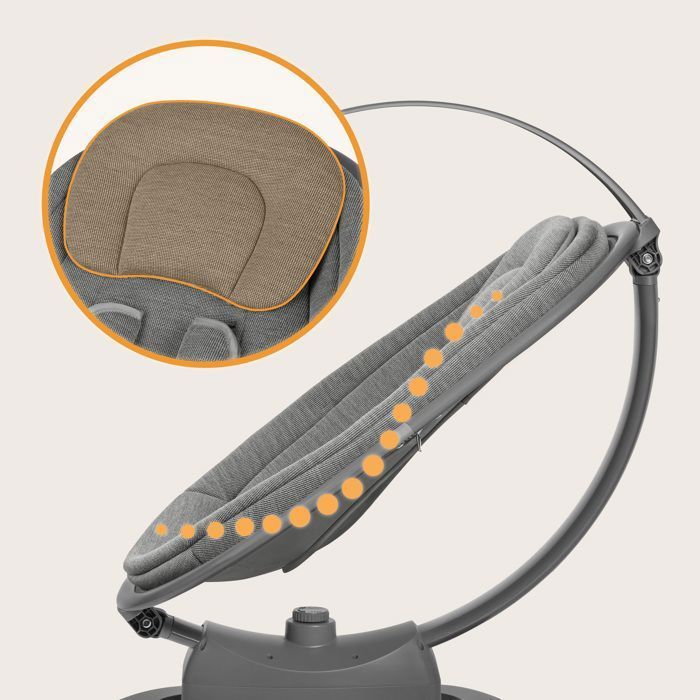 Columpio eléctrico para bebé LIONELO Blossom - Funda de bambú al 60% - 5 movimientos - Melodías - Control remoto - Gris
