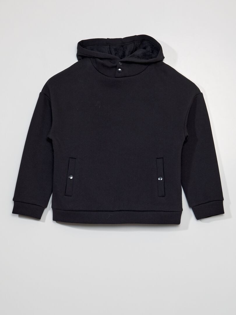 Sudadera con capucha de felpa - Negra
