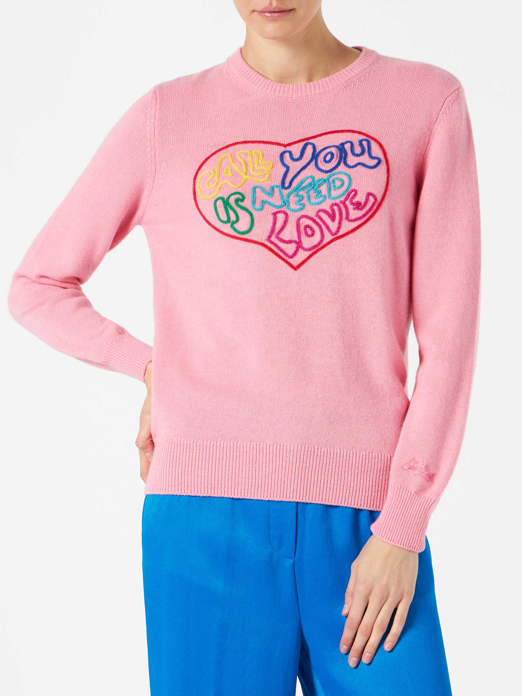 Jersey rosa de mujer con bordado 