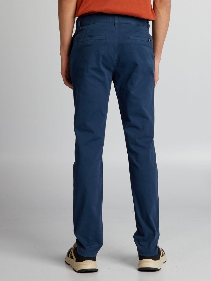 Calça chino de cor sólida - AZUL