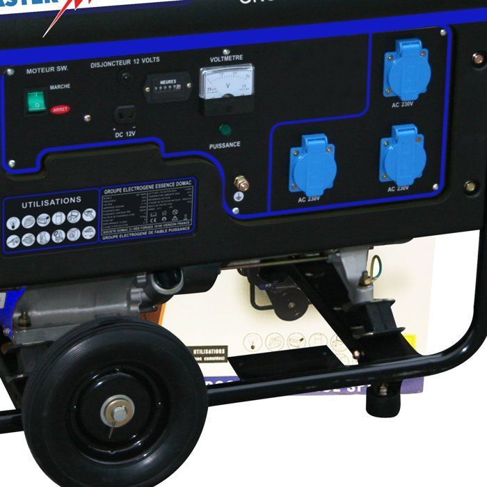 Generador de gasolina - MASTER FLASH - 5500 W - Carro incluido - Monofásico - Sistema AVR - Azul
