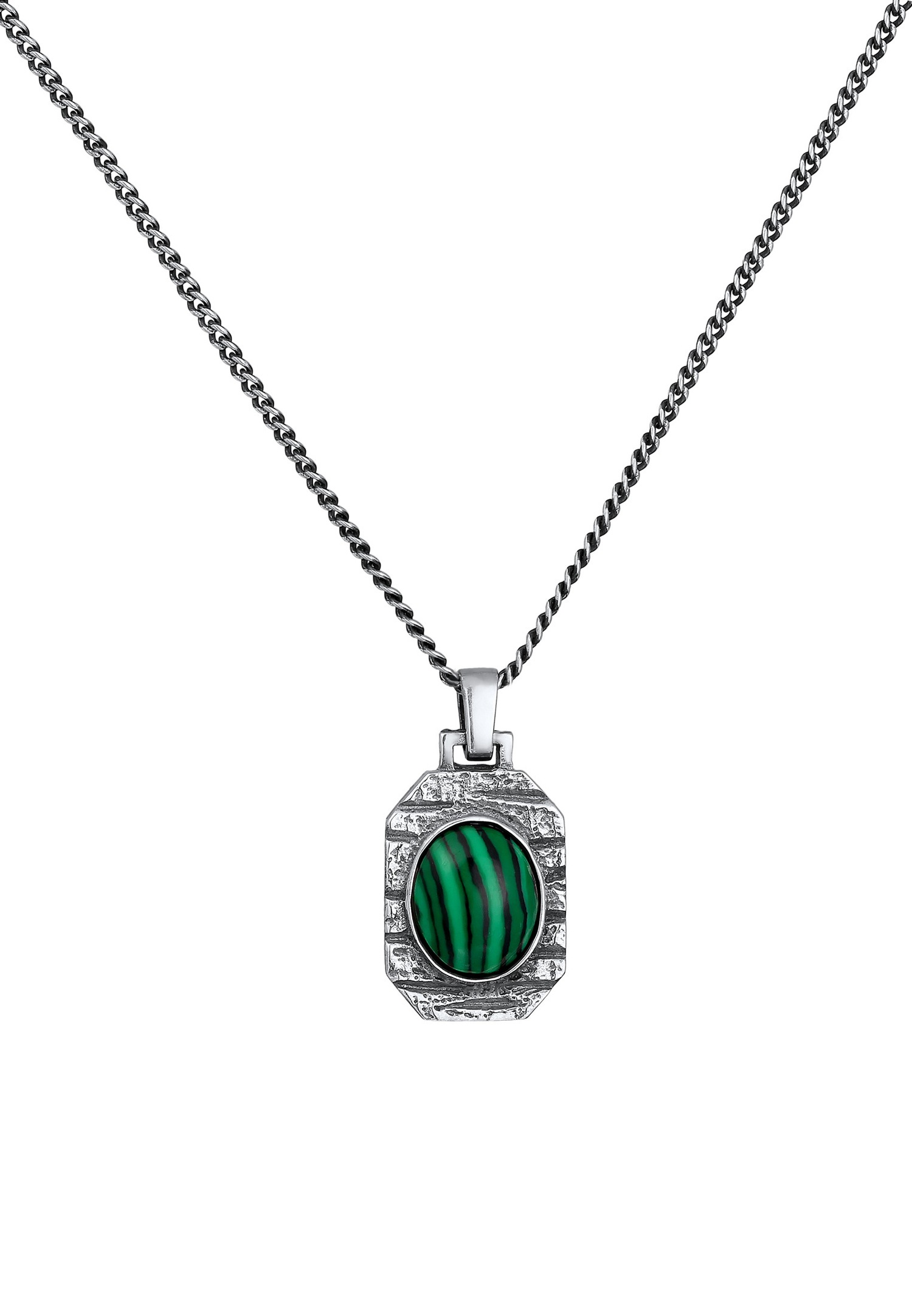KUZZOI Hommes Pendentif Hexagonal Robuste avec Malachite Vert en Argent Sterling 925