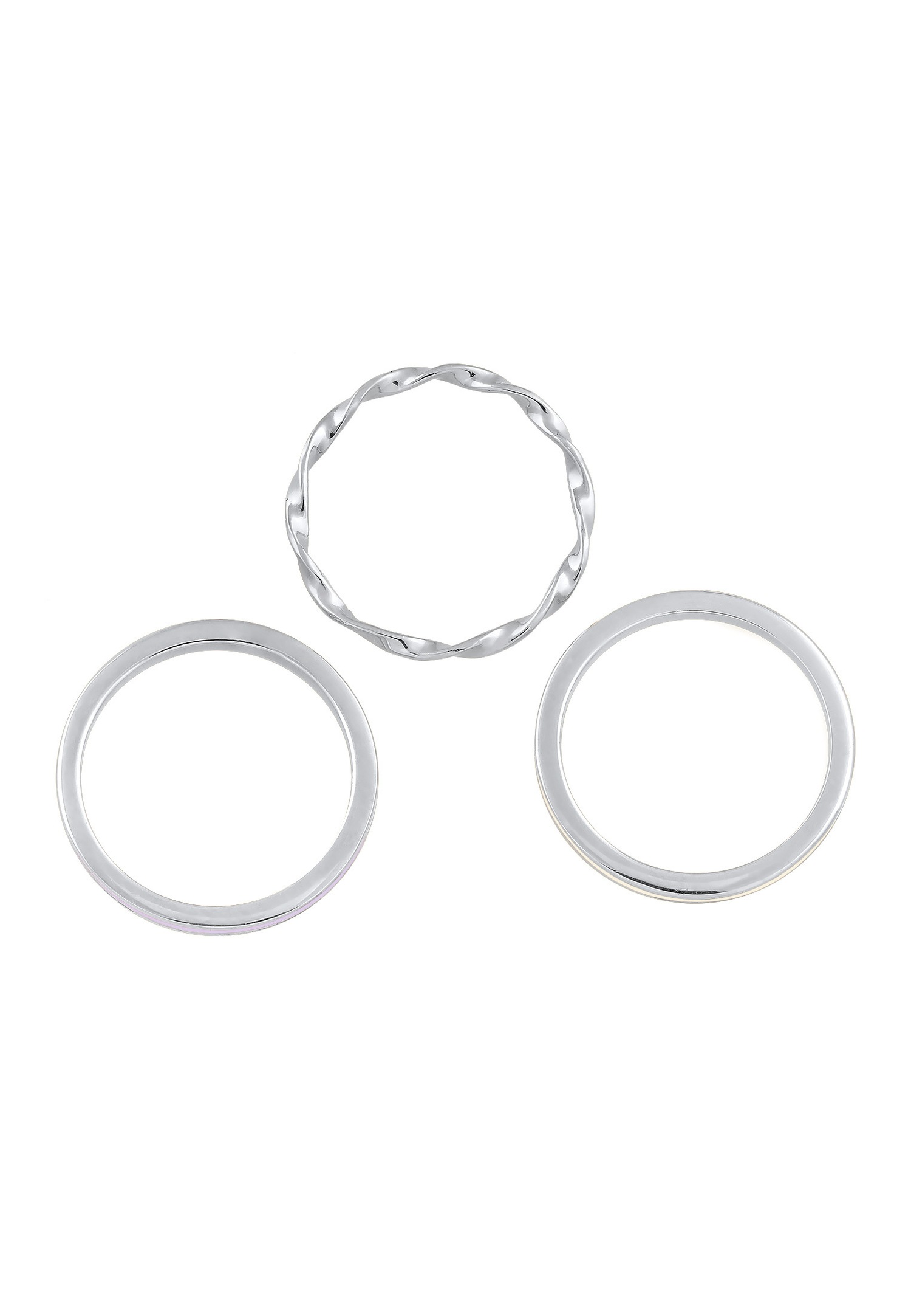 Elli Femmes Basique Trio Torsadé Set de 3 avec Émail Lilas en Argent Sterling 925