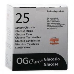 Tiras reactivas para medir la glucosa (BIOCHEMICAL) Ogcare, 25 unidades.