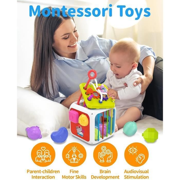 Activity Toy - Montessori - 7-in-1 Cube - Fine Motor Skills - Safety - Multicolored