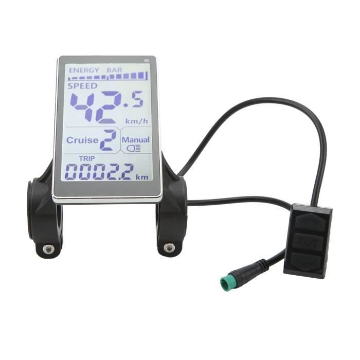 Ordenador para bicicleta eléctrica VINGVO con pantalla LCD - 5 pines, 24V, 36V, 48V, 60V - Diseño resistente al agua y duradero - Blanco