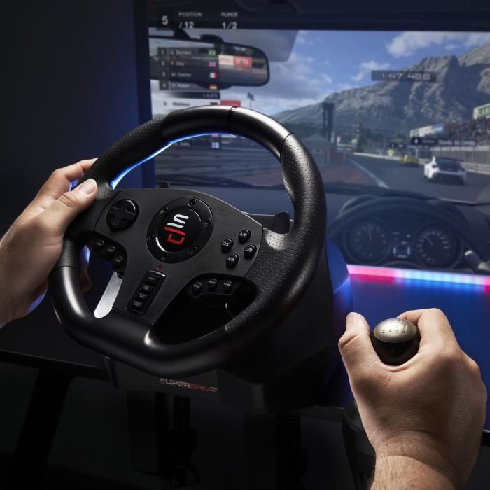 Volante de carreras SUPERDRIVE GS850-X - Palanca de cambios manual - 3 pedales - Levas de cambio - PS4 / Xbox