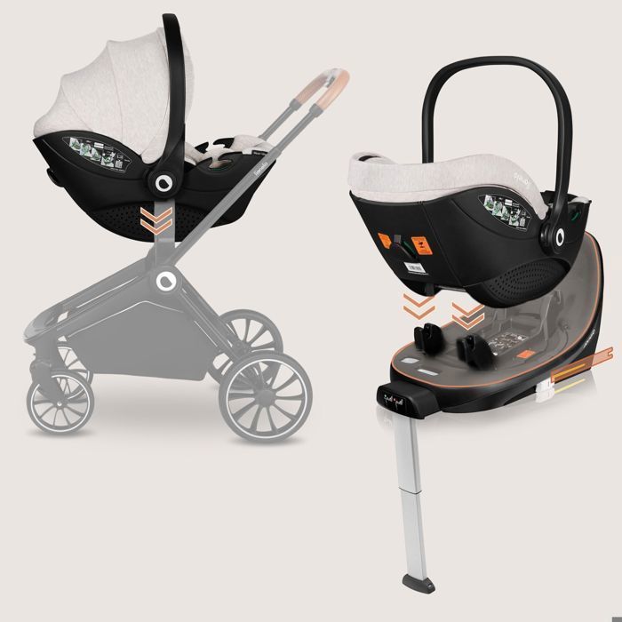 Seggiolino auto LIONELO Moxie i-Size per neonati - Porta bebè 40-87 cm - Tessuto in bambù naturale - Leggero - 0-13 kg - Gruppo 0+ - Beige