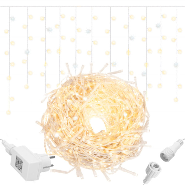 Kurtyna świetlna Springos 1000 led 45 m ciepły biały z zimnym białym flash