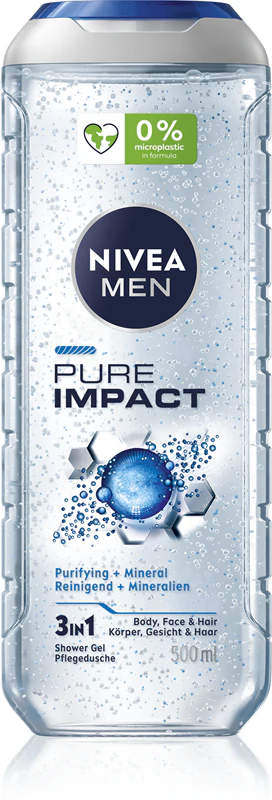 Gel de banho NIVEA MEN Pure Impact para homens