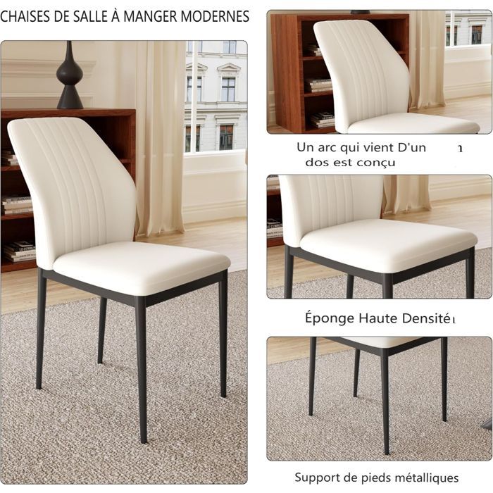 Stilvoller Moderner MDF-Platten Esstisch Mit Stühlen Set Für Das Wohnzimmer(160-200 cm Walnuss-Tisch + 6 white Stühle)