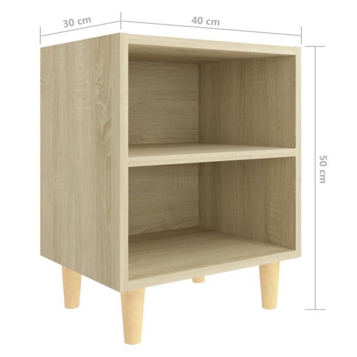 Mesitas de noche vidaXL con patas de madera, 2 unidades, roble Sonoma, 40x30x50 cm