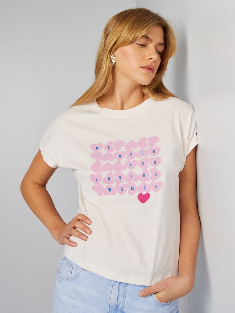 Bedrukt katoenen T-shirt - ROZE