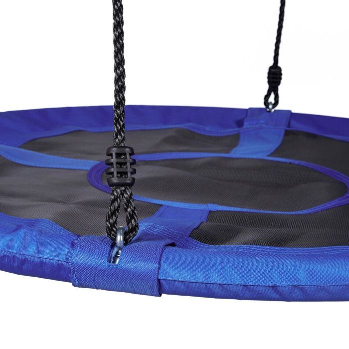 Columpio redondo tipo nido de pájaro Relaxdays para jardín con asiento, carga máxima 100 kg, para exteriores, alto x ancho x profundidad: 145 x 100 x 100 cm, azul