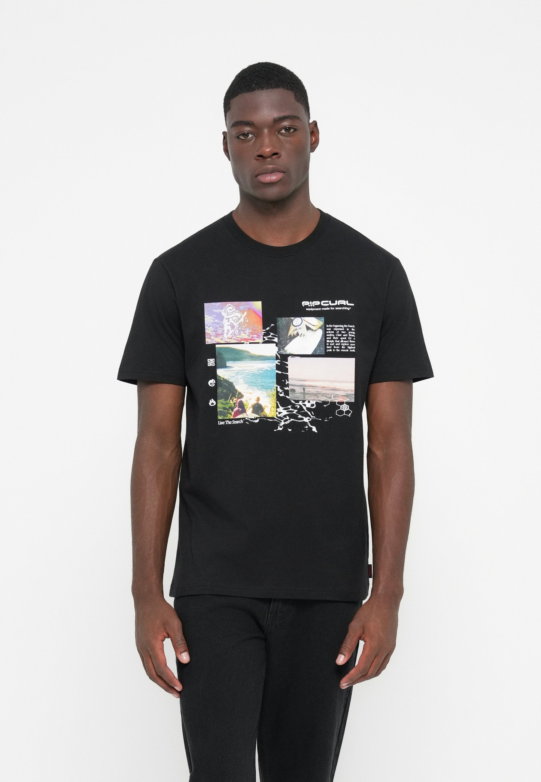 Rip Curl SEARCH EXCURSIONS TEE UNISEX - Triko s potiskem - black
