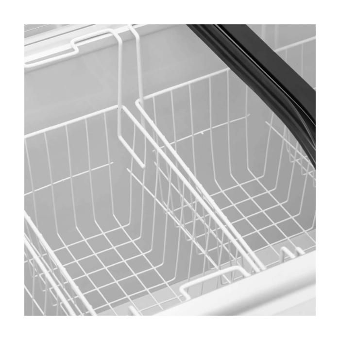 180L chest freezer - curved glass - -18°C - sliding door - interior LED lighting - 2 baskets - 230V